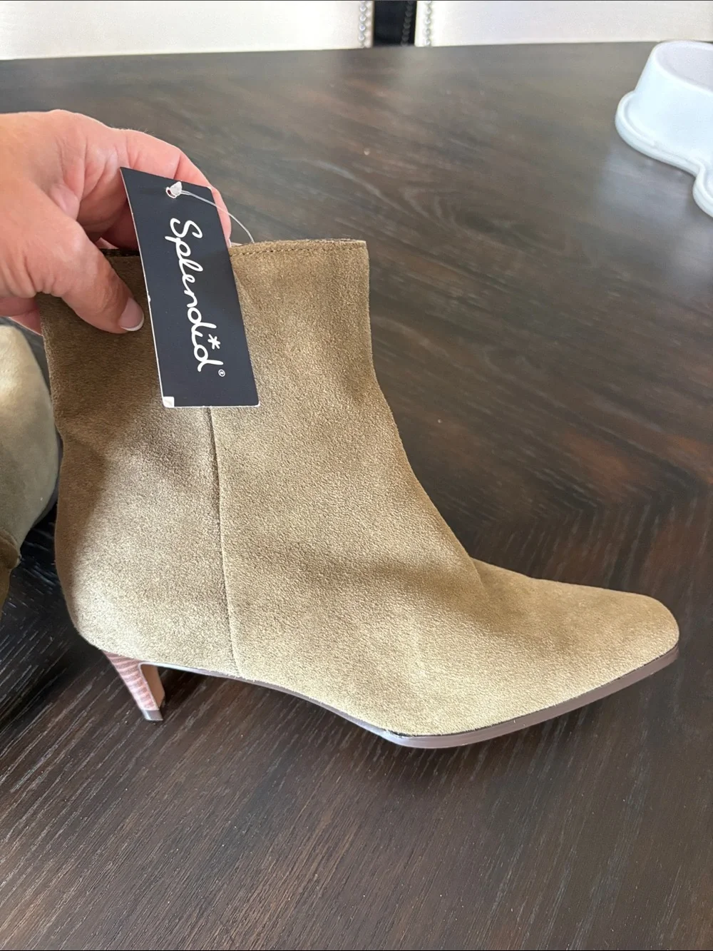 Splendid Julianna Genuine Suede Ankle Boots Olive Kitten Heel Women’s 7 NWT